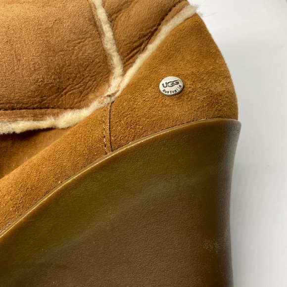 UGG Sandra Leather Chestnut Boots Size 7 - Picture 4 of 7